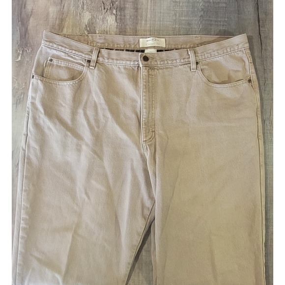 LL Bean Double L Classic Fit Mens 44x29 Plaid Flannel Lined Light Brown Denim - Picture 5 of 13